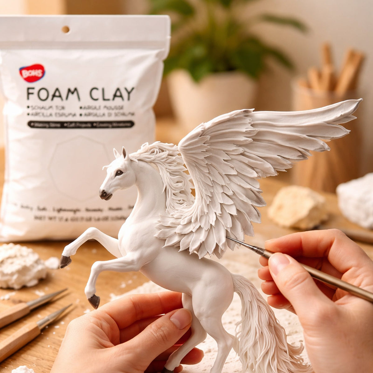BOHS Air-Dry Foam Clay – Soft Modeling Clay - Crack free & Stain free