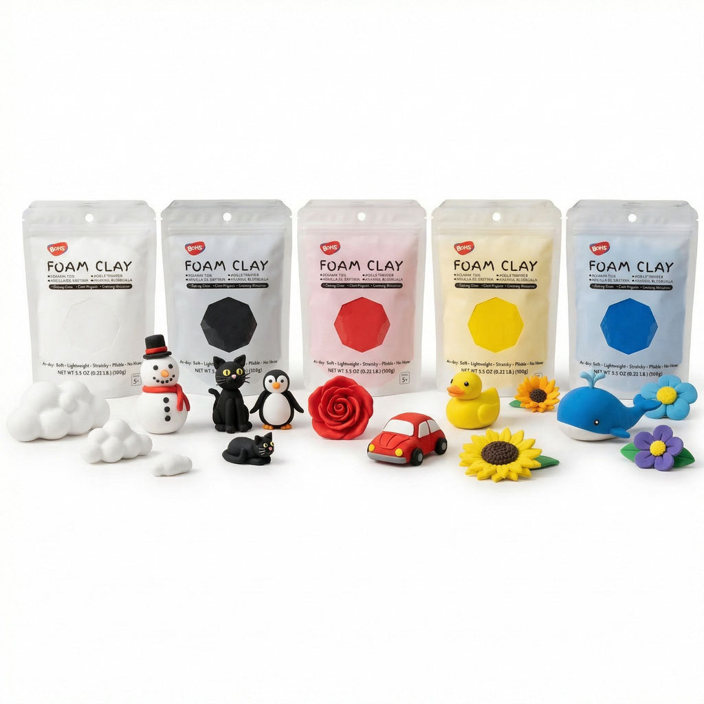 BOHS Primary Colors Ultra-Light Slime and Foam Modeling Clay, Air Dry, Arts & Crafts-1.1 Pound / 500 Grams BOHS Toys
