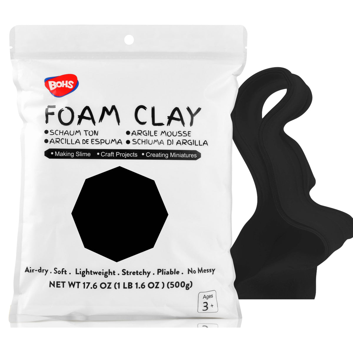 BOHS Modeling Foam Clay - Squishy,Soft, Air Dry -for School Project,Cosplay,Fake Bake, Slime Supplies-1.1 Lbs/ 500 Grams bohs toys