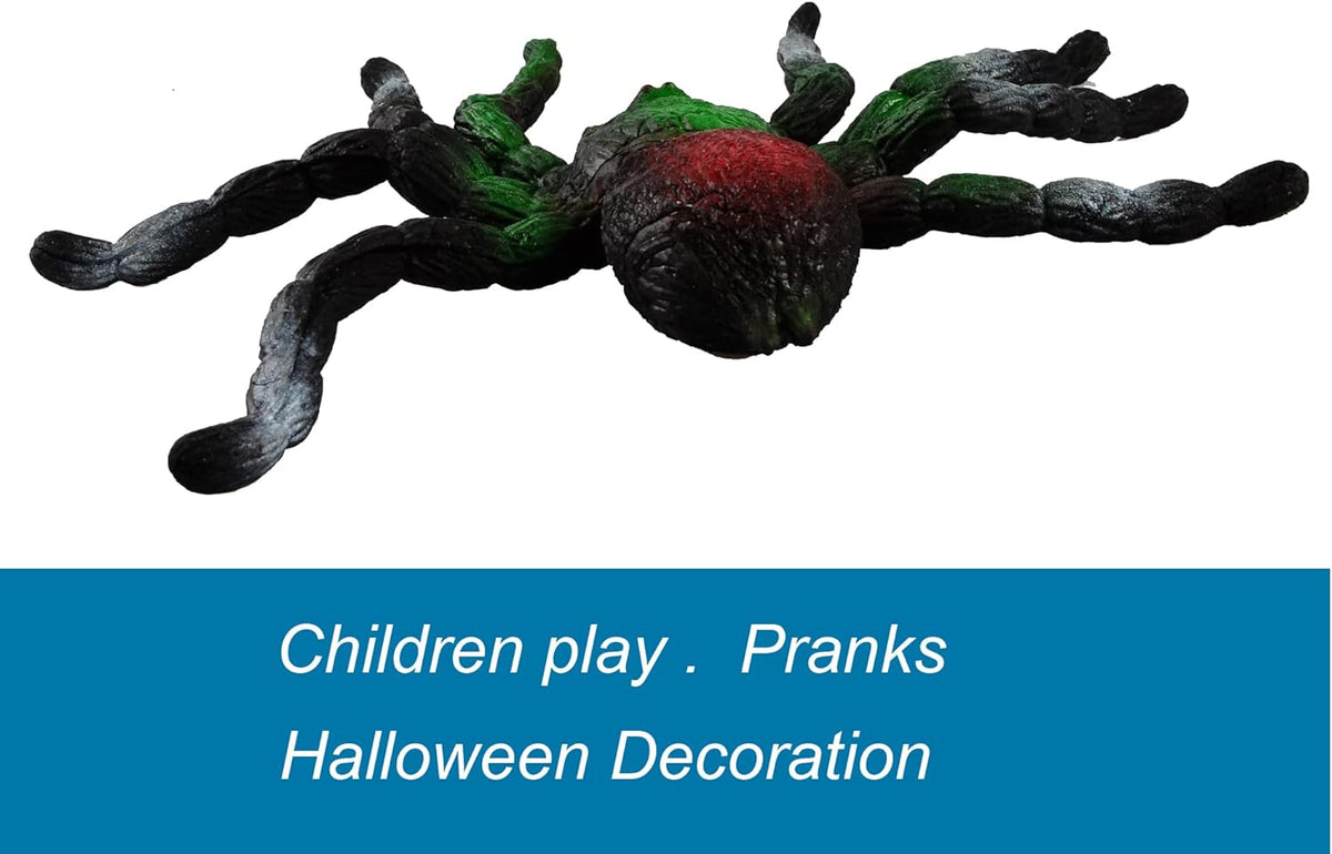 BOHS Jiggly Spider Mom and Spiderlings - Stretch & Squeeze - 4-Piece Rubber Realistic Big Soft - Halloween Squishy Toy - Prank Bugs BOHS Toys