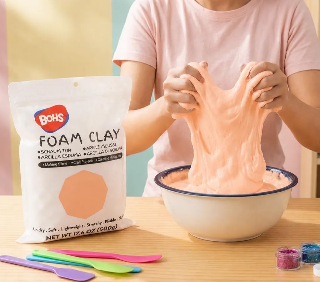 BOHS Peach Skin Modeling Foam Clay - Squishy,Soft, Air Dry -for School Project,Cosplay,Fake Bake, Slime Supplies-1.1 Lbs/ 500 Grams BOHS Toys