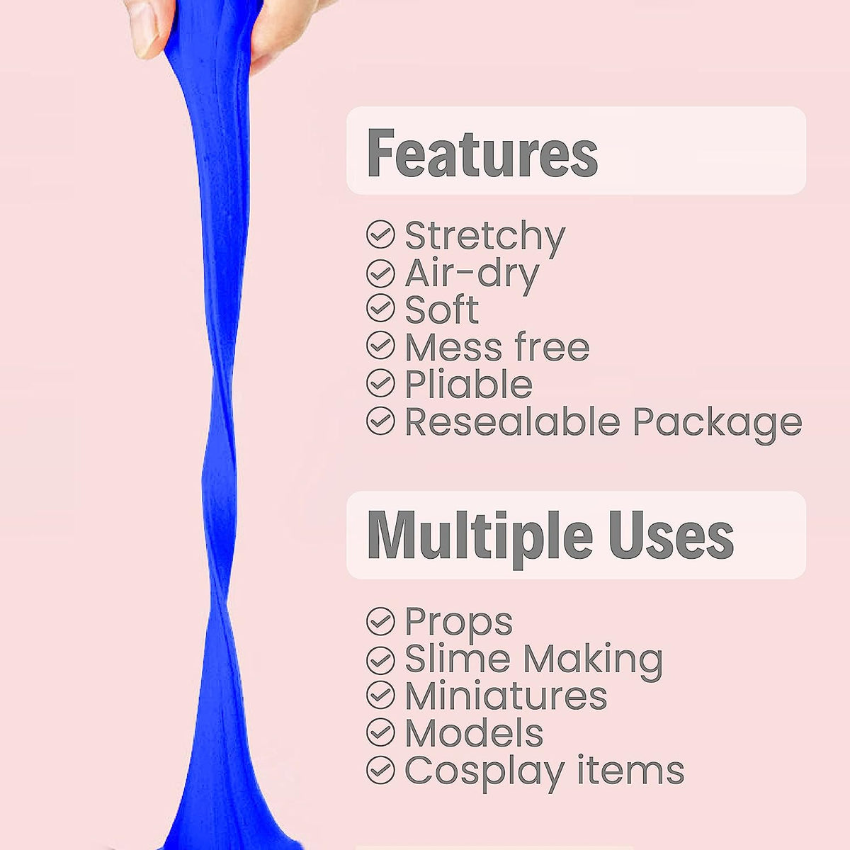 BOHS Blue Modeling Foam Clay - Squishy,Soft, Air Dry -for School Project,Cosplay,Fake Bake, Slime Supplies-1.1 Lbs/ 500 Grams BOHS Toys