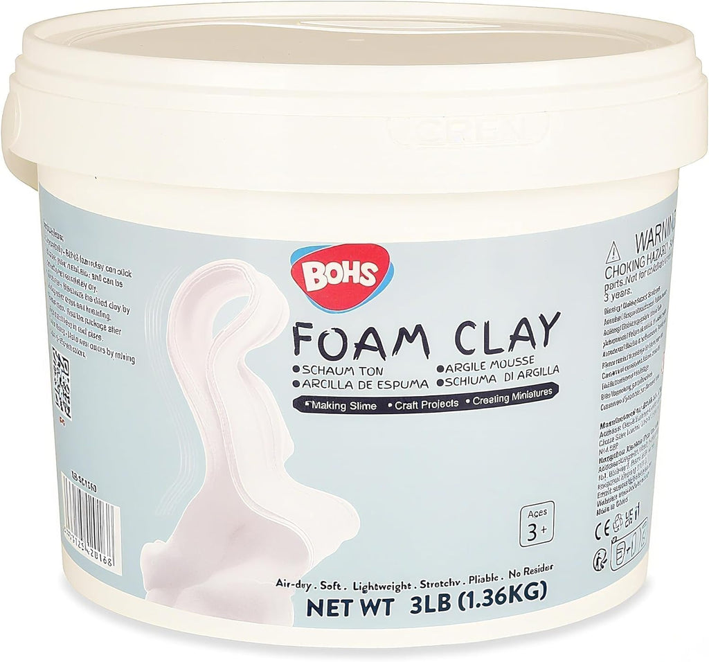 BOHS Foam Clay Pro - 3 lbs Bucket, Air Dry, No Cracks, No Stains - Modeling Clay for Adult Arts & Crafts Projects, Cosplay Items, Figurines - Age 3 Years & up BOHS Toys