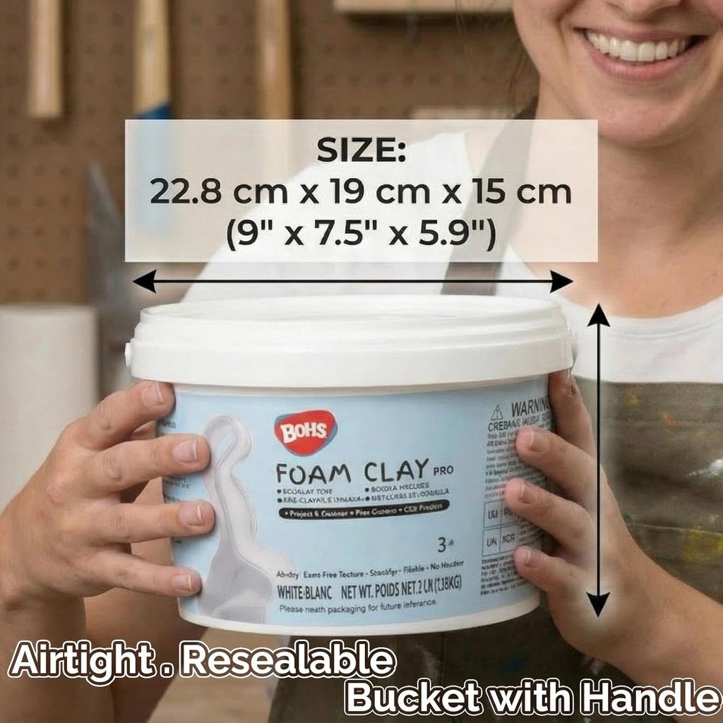 BOHS Foam Clay Pro - 3 lbs Bucket, Air Dry, No Cracks, No Stains - Modeling Clay for Adult Arts & Crafts Projects, Cosplay Items, Figurines - Age 3 Years & up BOHS Toys