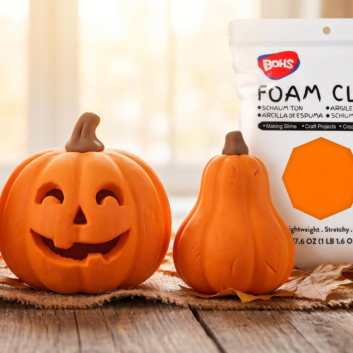 BOHS Orange Modeling Foam Clay - Squishy,Soft, Air Dry -for School Project,Cosplay,Fake Bake, Slime Supplies-1.1 Lbs/ 500 Grams bohs toys