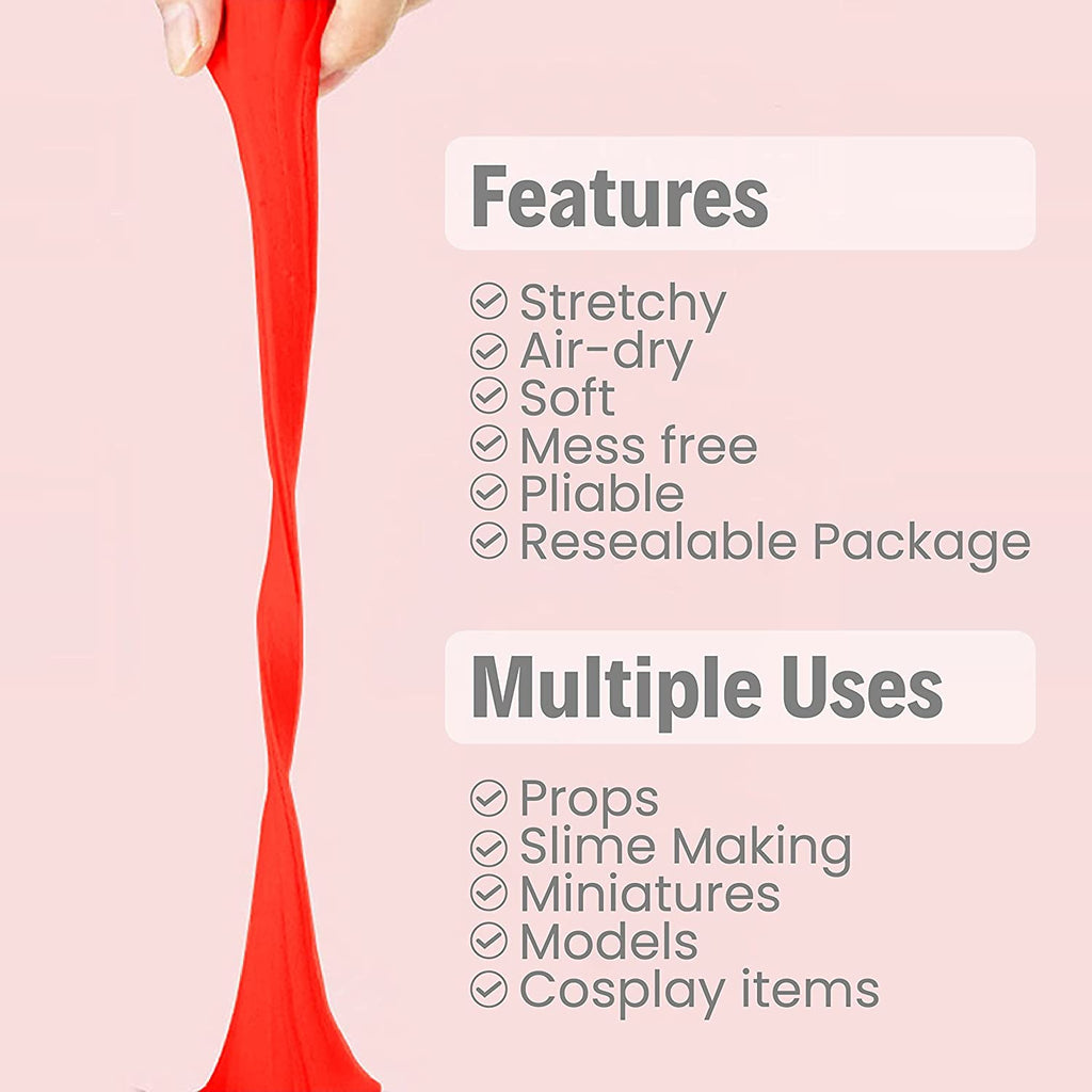 BOHS Red Modeling Foam Clay - Squishy,Soft, Air Dry -for School Project,Cosplay,Fake Bake, Slime Mix-ins -1.1 Lbs/ 500 Grams BOHS Toys