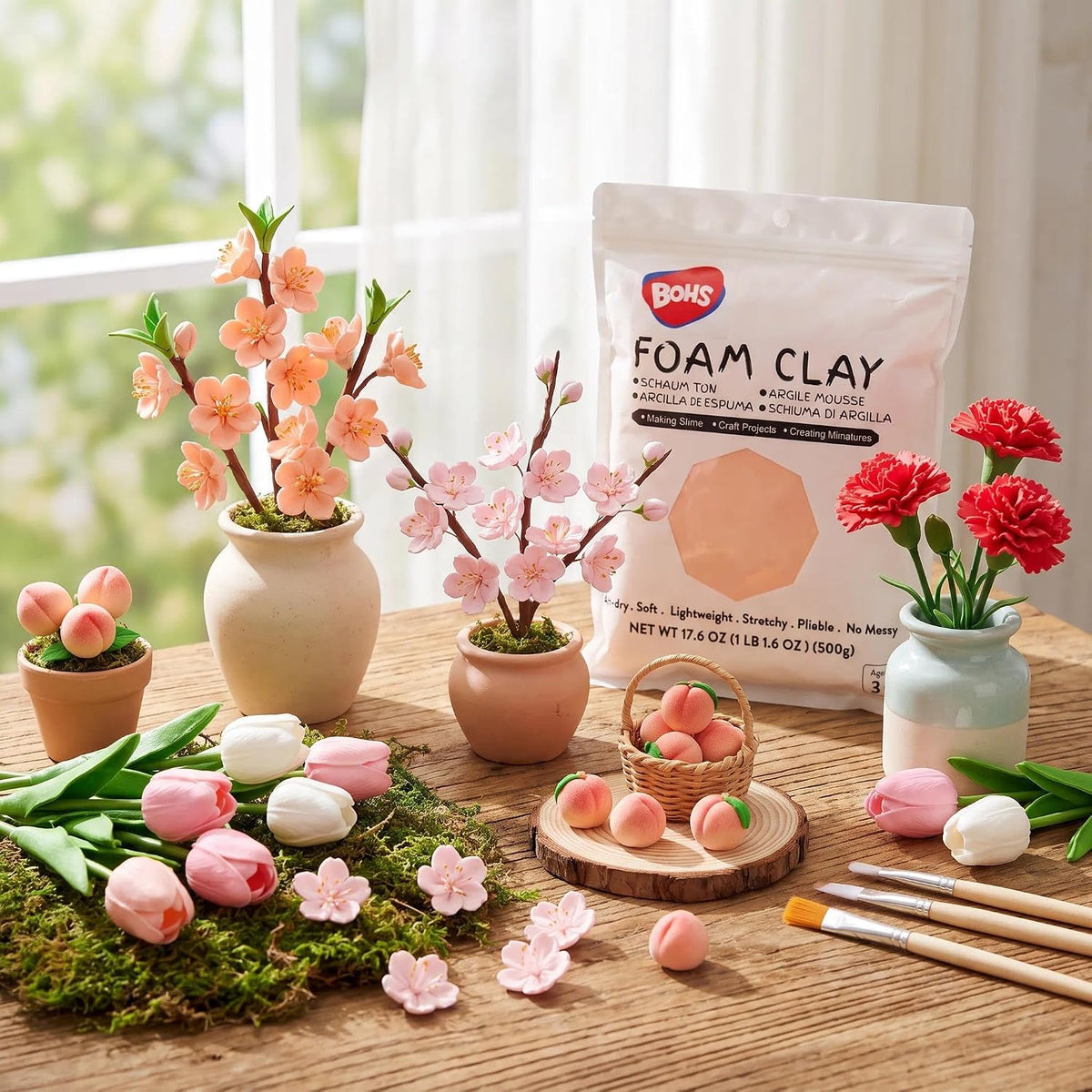 BOHS Peach Skin Modeling Foam Clay - Squishy,Soft, Air Dry -for School Project,Cosplay,Fake Bake, Slime Supplies-1.1 Lbs/ 500 Grams BOHS Toys