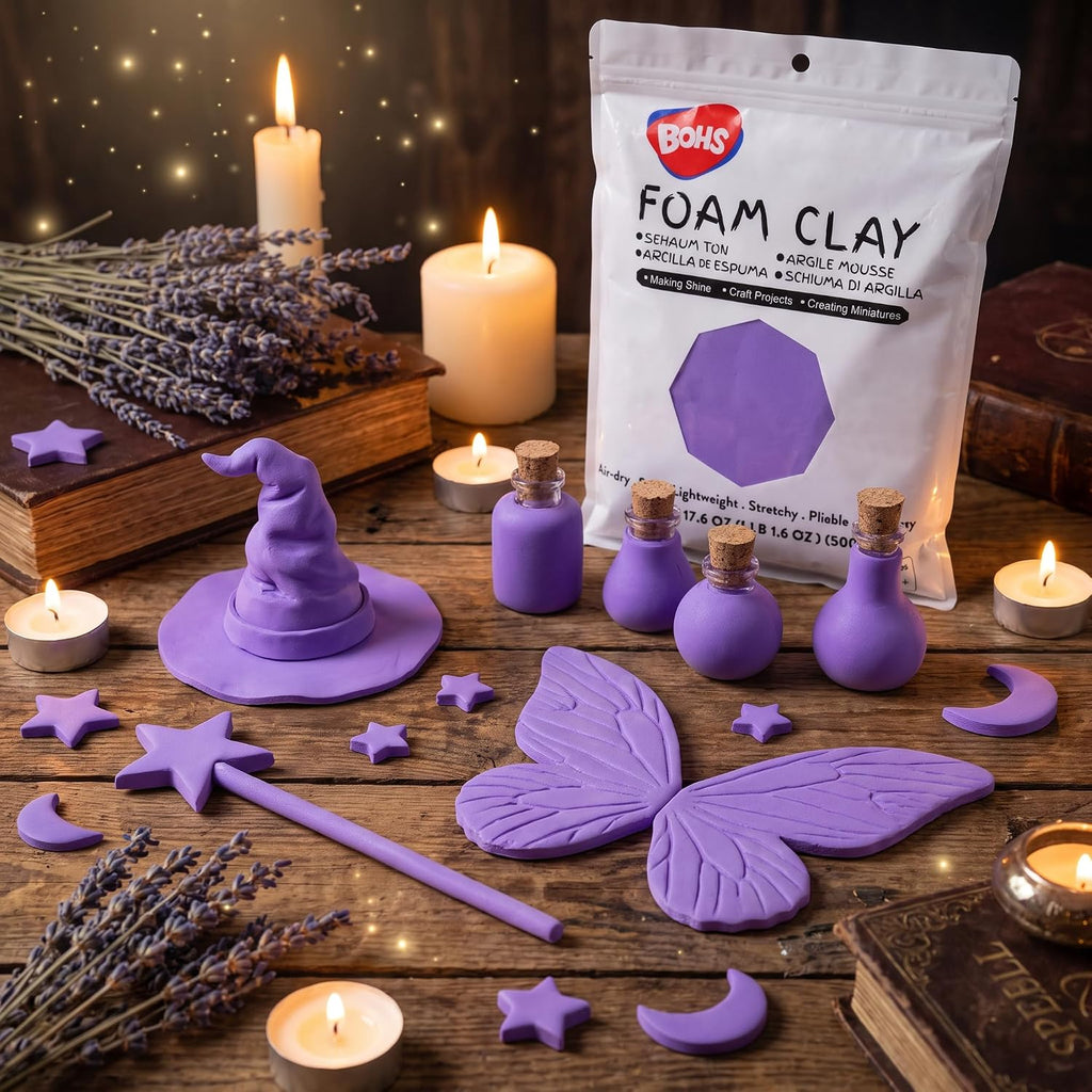 BOHS Violet Modeling Foam Clay - Squishy,Soft, Air Dry -for School Project,Cosplay,Fake Bake, Slime Supplies-1.1 Lbs/ 500 Grams BOHS Toys