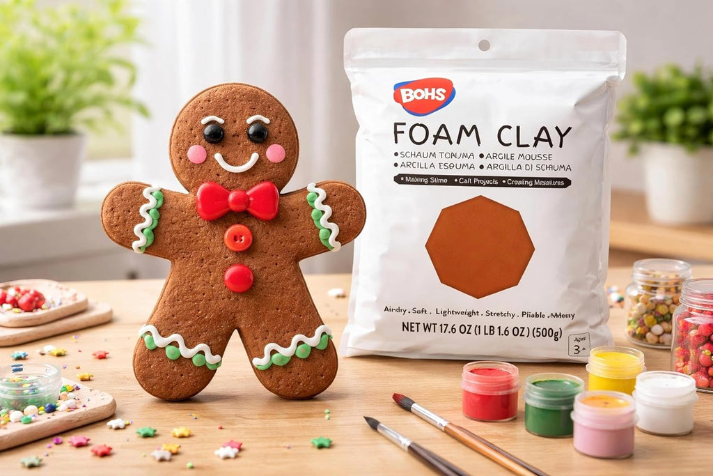 BOHS Milk Chocolate Brown Modeling Foam Clay - Squishy,Soft, Air Dry -for School Project,Cosplay,Fake Bake, Slime Supplies-1.1 Lbs/ 500 Grams bohs toys