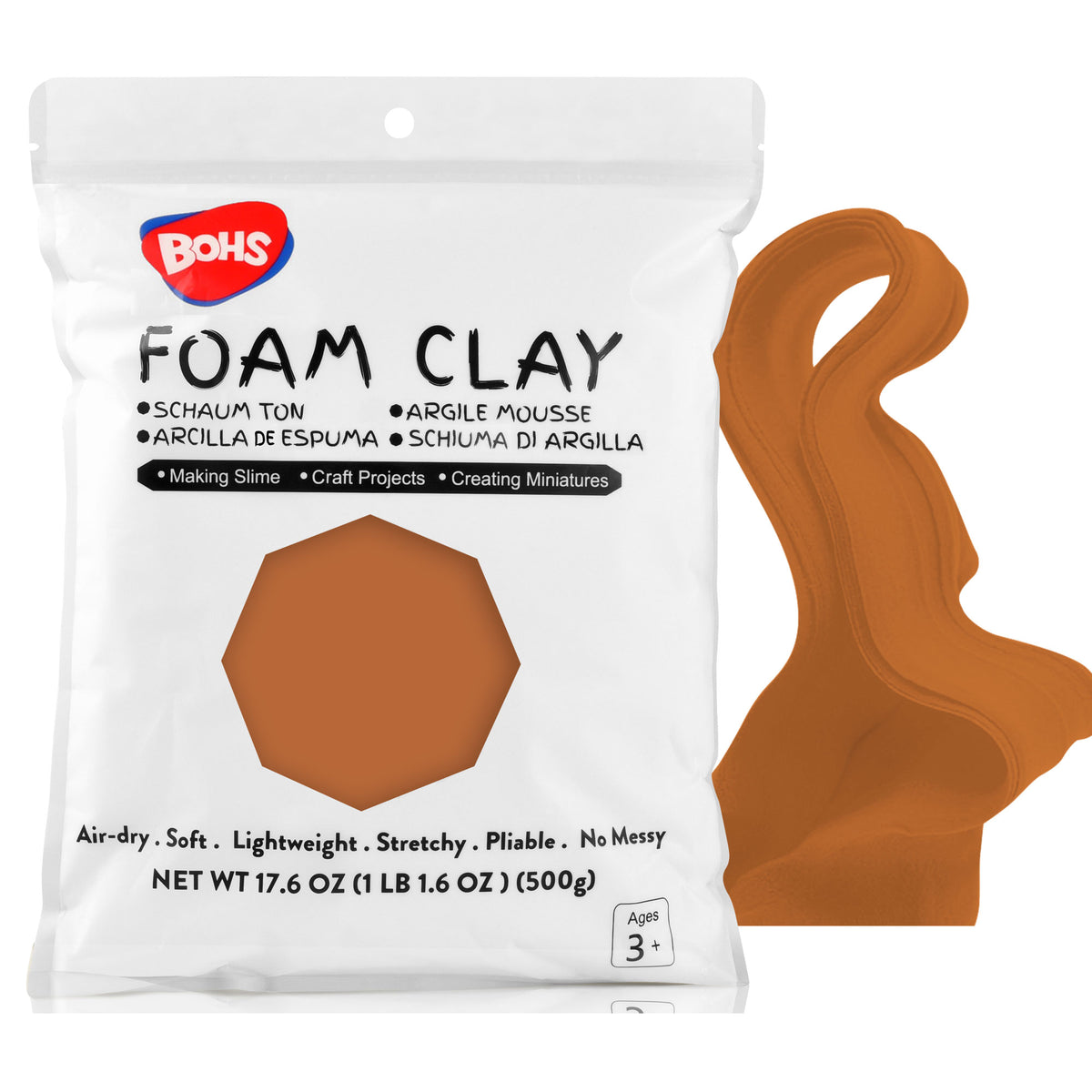 BOHS Modeling Foam Clay - Squishy,Soft, Air Dry -for School Project,Cosplay,Fake Bake, Slime Supplies-1.1 Lbs/ 500 Grams bohs toys