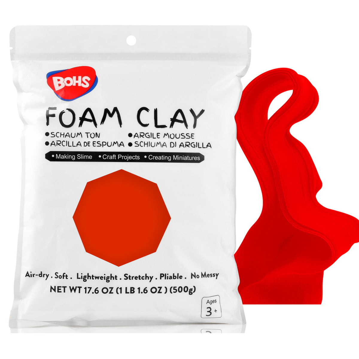 BOHS Modeling Foam Clay - Squishy,Soft, Air Dry -for School Project,Cosplay,Fake Bake, Slime Supplies-1.1 Lbs/ 500 Grams bohs toys