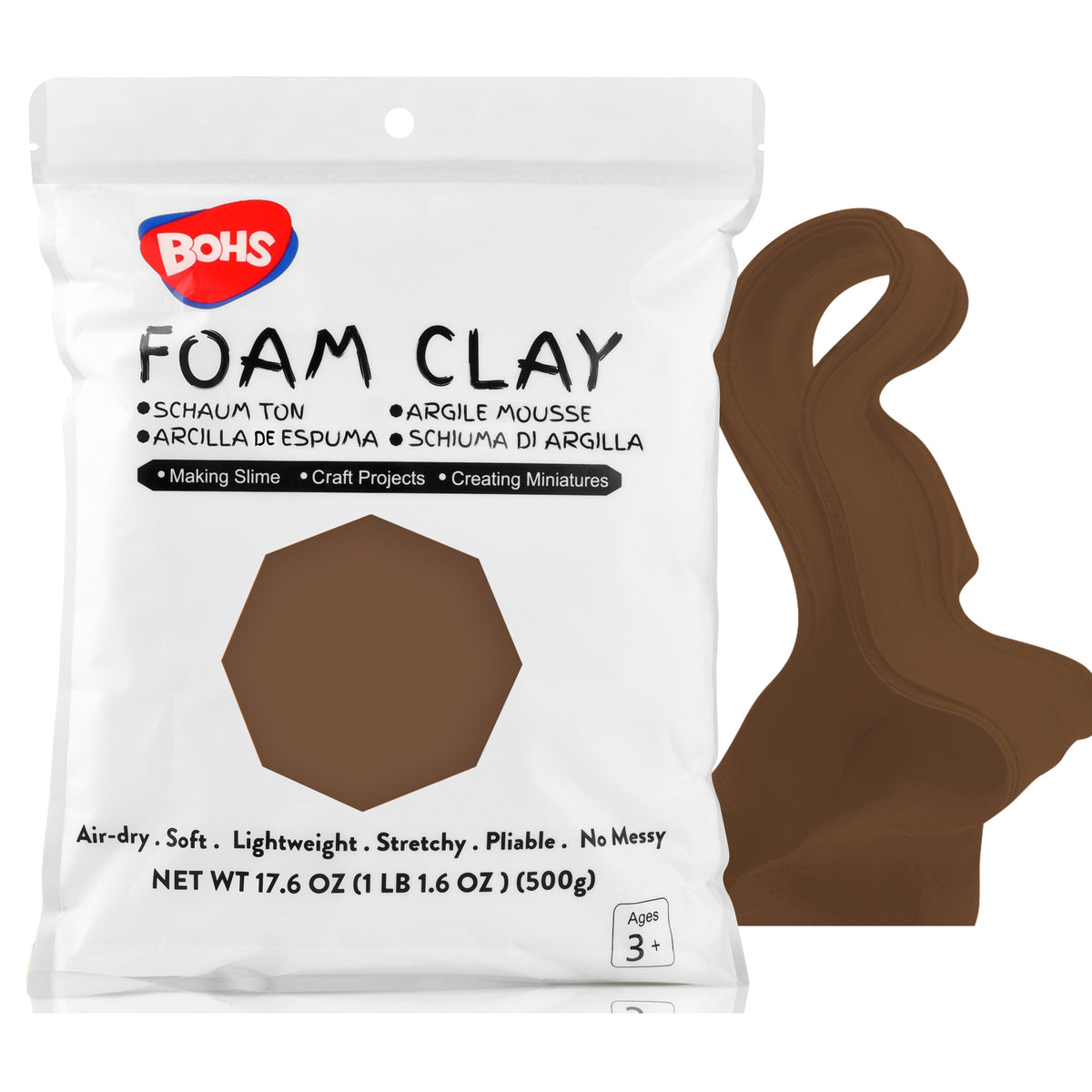 BOHS Modeling Foam Clay - Squishy,Soft, Air Dry -for School Project,Cosplay,Fake Bake, Slime Supplies-1.1 Lbs/ 500 Grams bohs toys