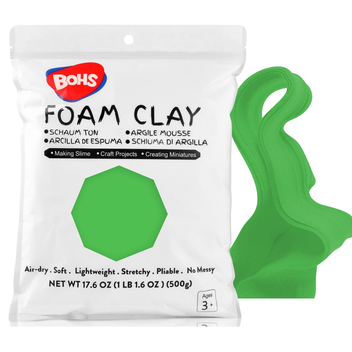 BOHS Modeling Foam Clay - Squishy,Soft, Air Dry -for School Project,Cosplay,Fake Bake, Slime Supplies-1.1 Lbs/ 500 Grams bohs toys