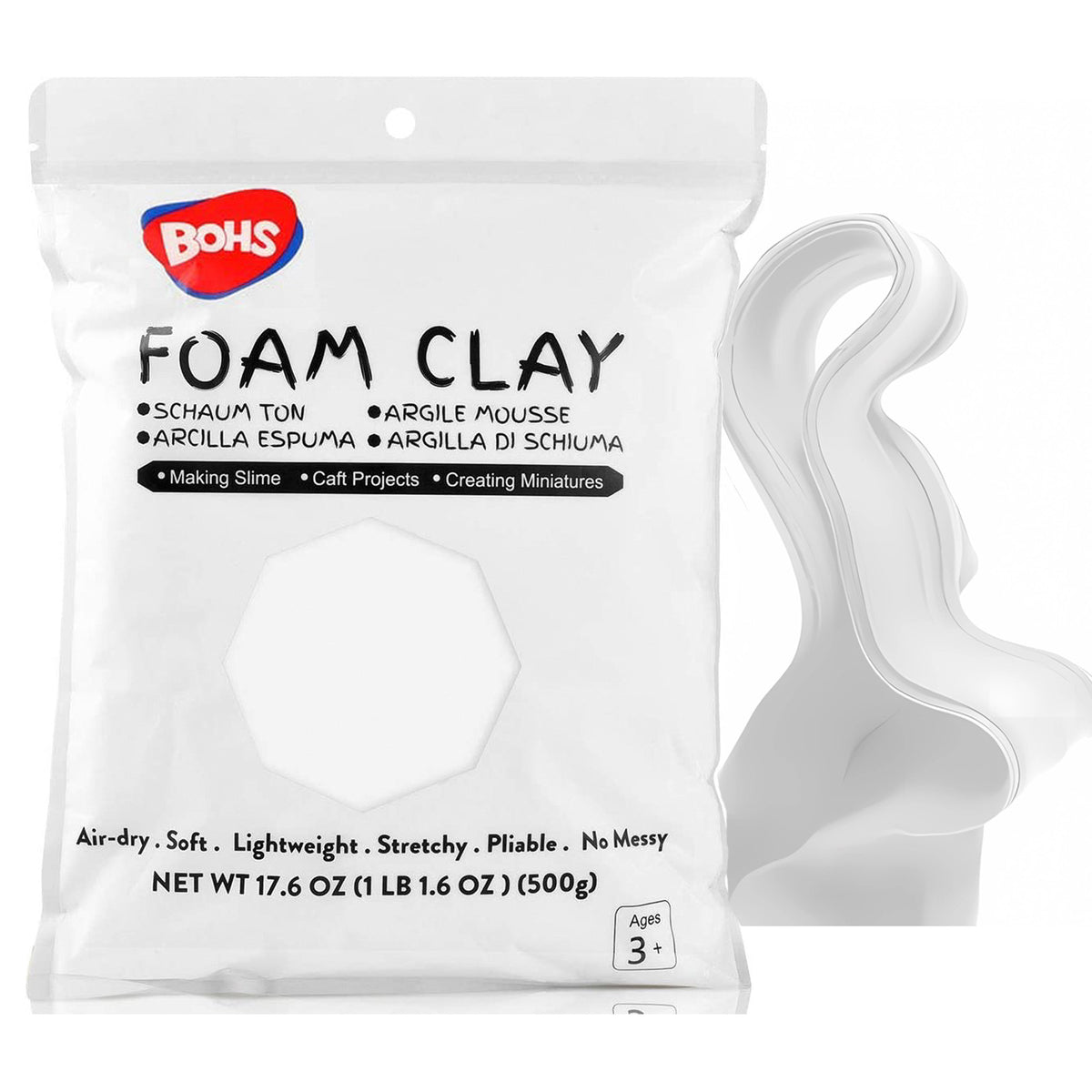 BOHS Foam Clay Lite,Wholesales-1.1 Lbs/ 500 Grams, Case of 36 Bags bohs toys