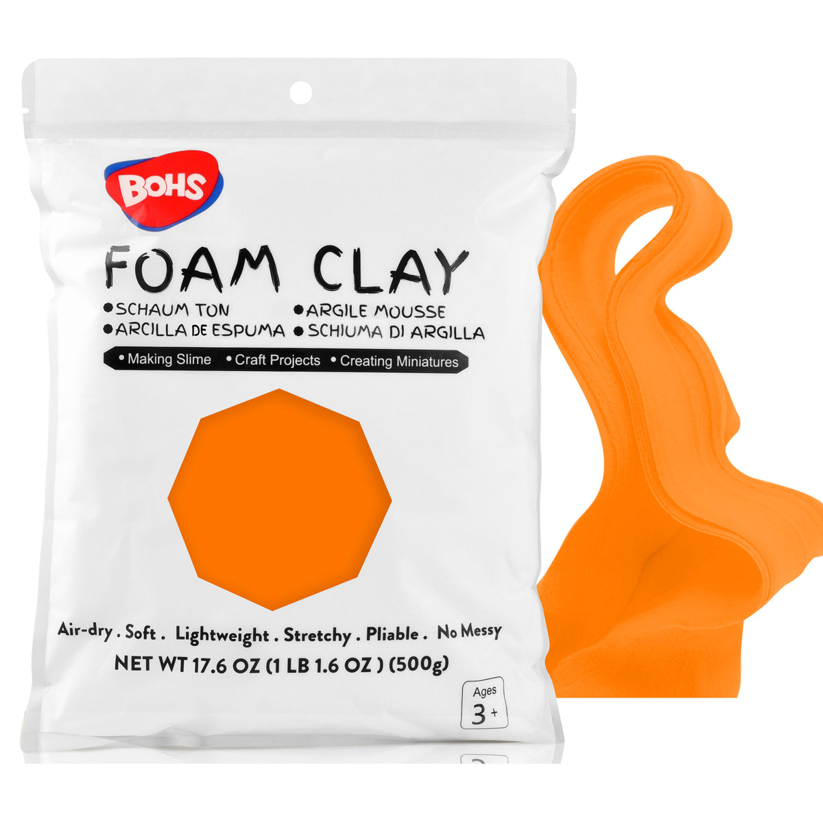 BOHS Modeling Foam Clay - Squishy,Soft, Air Dry -for School Project,Cosplay,Fake Bake, Slime Supplies-1.1 Lbs/ 500 Grams bohs toys