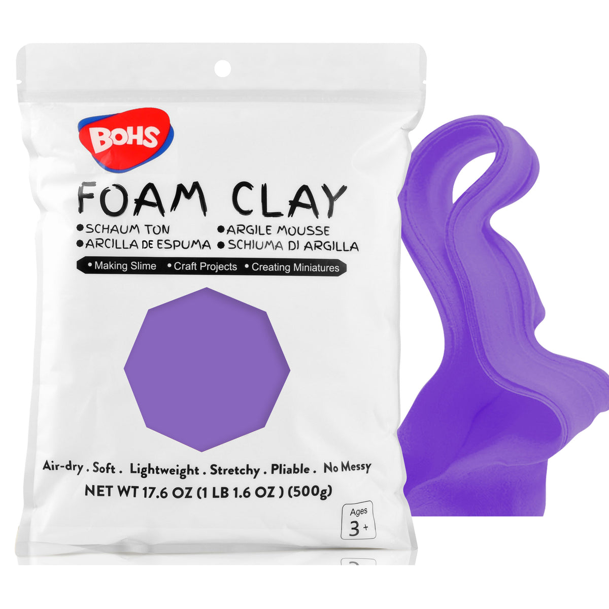 BOHS Modeling Foam Clay - Squishy,Soft, Air Dry -for School Project,Cosplay,Fake Bake, Slime Supplies-1.1 Lbs/ 500 Grams bohs toys