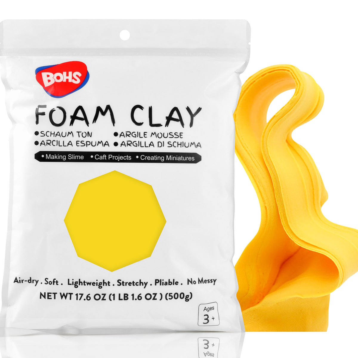 BOHS Modeling Foam Clay - Squishy,Soft, Air Dry -for School Project,Cosplay,Fake Bake, Slime Supplies-1.1 Lbs/ 500 Grams bohs toys