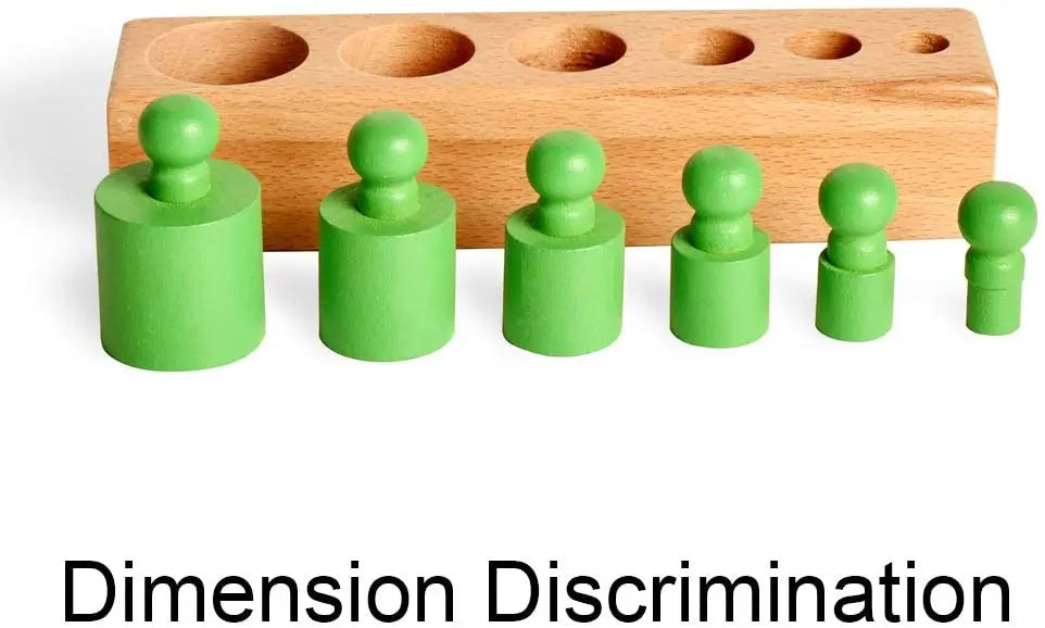 6 Pegs Mini Knobbed Cylinder Blocks Montessori - 6.7 Inches - Colorful Wooden Early Home School Toy - 4pcs Set bohs toys