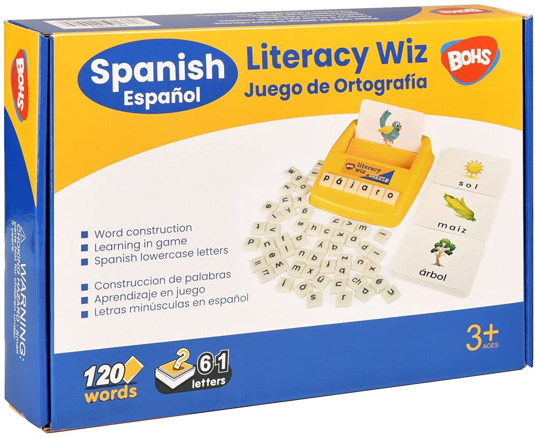 BOHS Spanish Literacy Wiz Fun Game - Espanol Lower Case Sight Words - 60 Flash Cards - Preschool Language Learning Educational Toys BOHS Toys