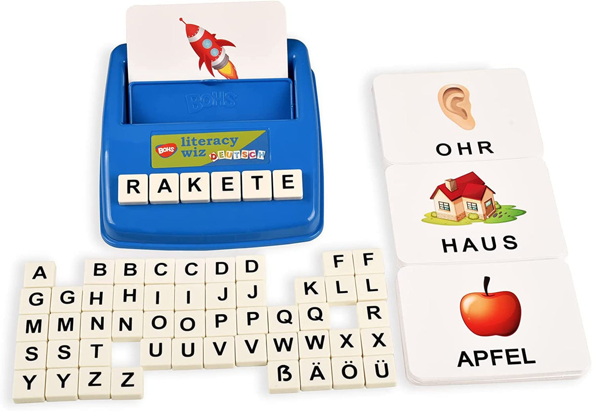 BOHS German Literacy Wiz Fun Game - 120 Words 60 Flash Cards - Preschool Language Learning Educational Toys BOHS Toys
