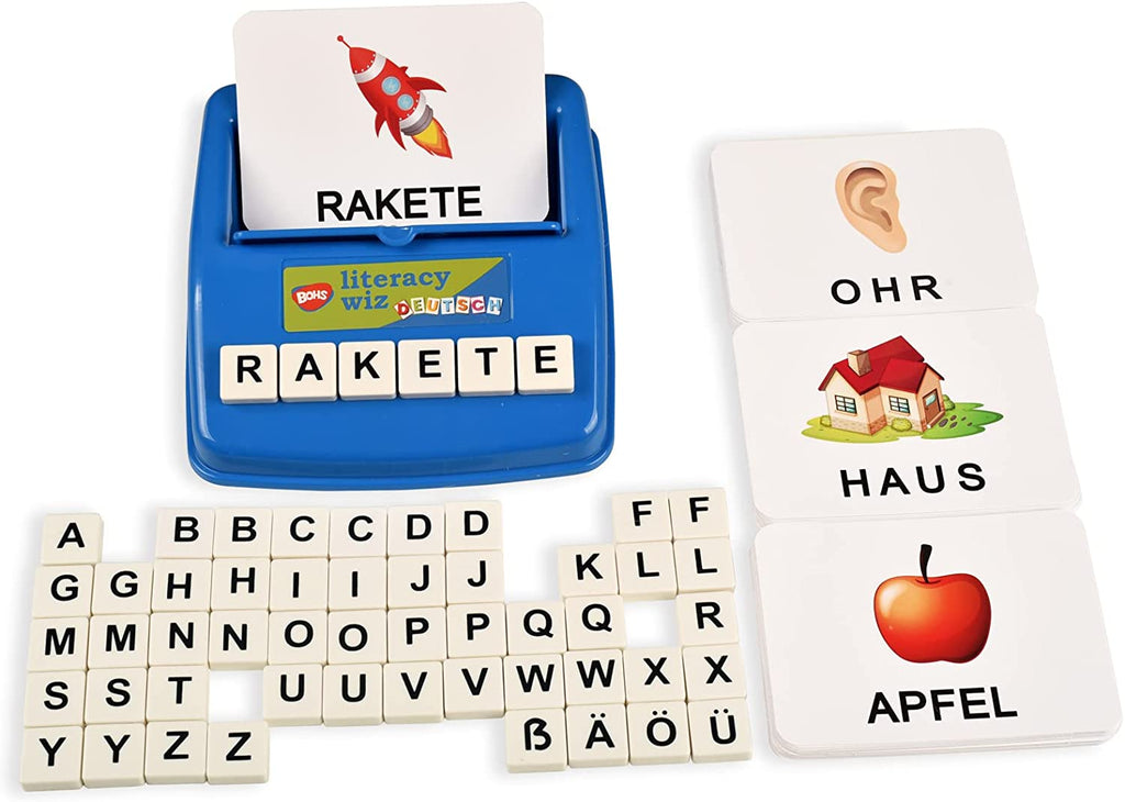 BOHS German Literacy Wiz Fun Game - 120 Words 60 Flash Cards - Preschool Language Learning Educational Toys BOHS Toys