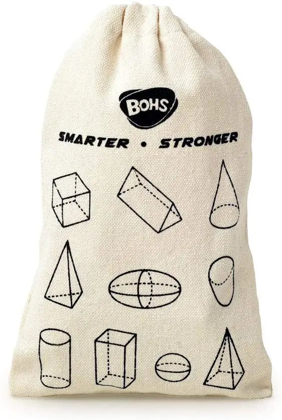 3D Shapes Guess Game - Solid Figures Geometry Miniature Set in Mystery Bag - Wooden Montessori Toys - Pack of 10pcs - Ages 3 and Up bohs toys