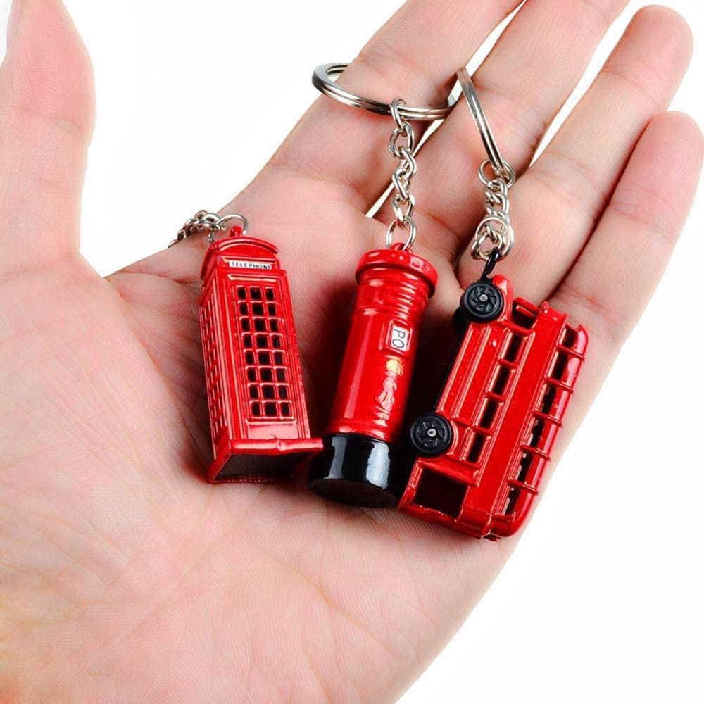 BOHS London Souvenir Gift - British Cultural Icons Landmark Die-cast Keychain Keyring - Small Metal Miniature Model (5 pcs) bohs toys