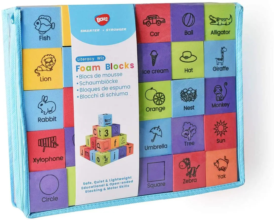 BOHS Foam Learning Blocks - Alphabets,Numbers,Shapes,Sight Words - Quiet,Safe and Float on Water Bathtub Toys,30pcs bohs toys