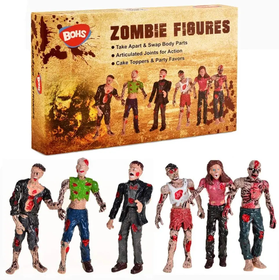 BOHS Zombie Dolls Action Figures Toys - Gift Package - Articulated Joints Miniature Model - 4 Inches - Pack of 6 bohs toys