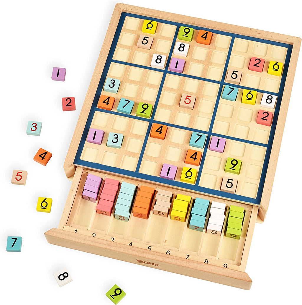 BOHS Wooden Color Sudoku - 3 in 1 Easy to Hard - with Book of 320 Sudoku Puzzles - Desktop Brain Teaser Game Toys BOHS Toys