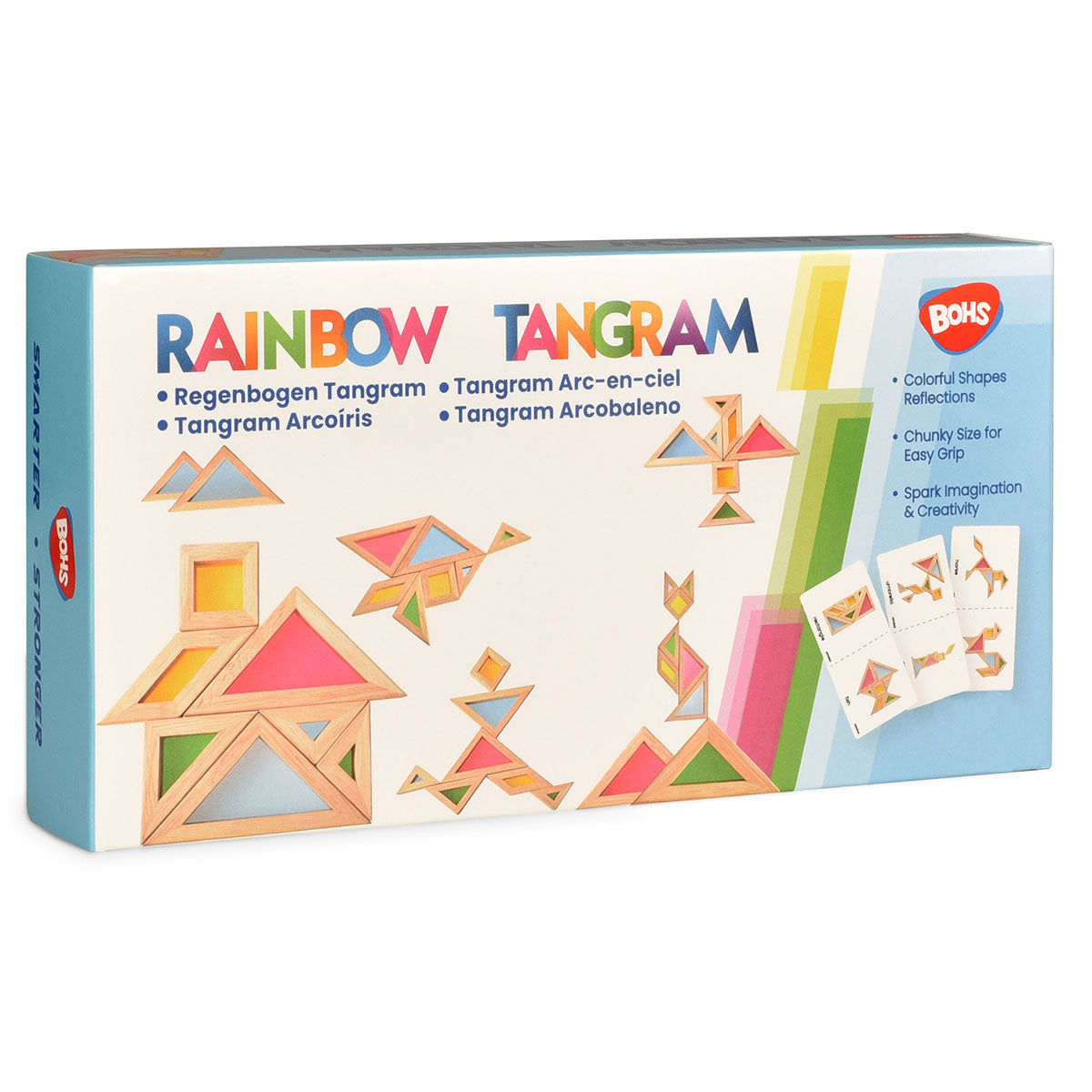 Rainbow Tangram with Activity Cards -  Chunky Size Puzzle - Toddler Kids Light Table / Window Toys BOHS Toys