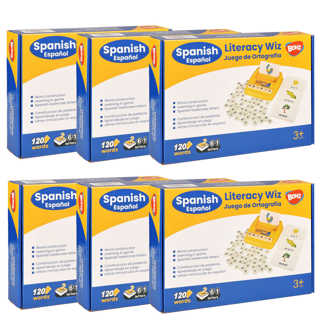 BOHS Spanish Literacy Wiz Fun Game - Espanol Lower Case 60 Flash Cards - Preschool Language Learning Educational Toys (Pack of 6) BOHS Toys