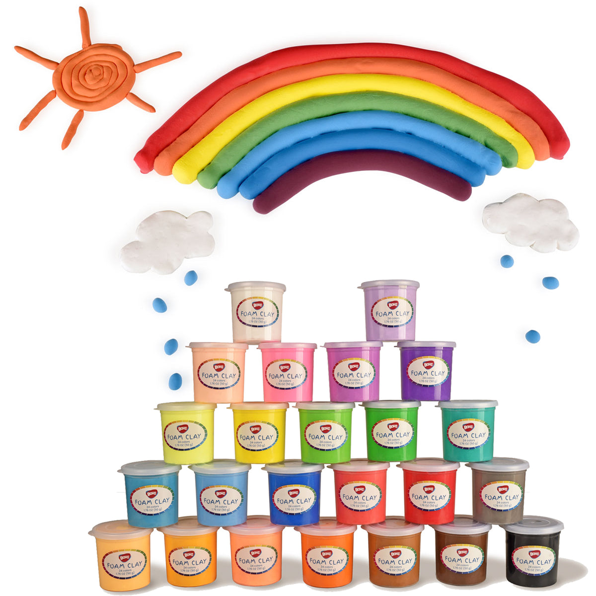 BOHS Squishy Slime and Modeling Foam Clay Kit for Kids, Air Dry, for School Arts & Crafts Project , 24 Colors ,1.76 OZ (50 Grams)/Color,Ages 3 & Up BOHS Toys